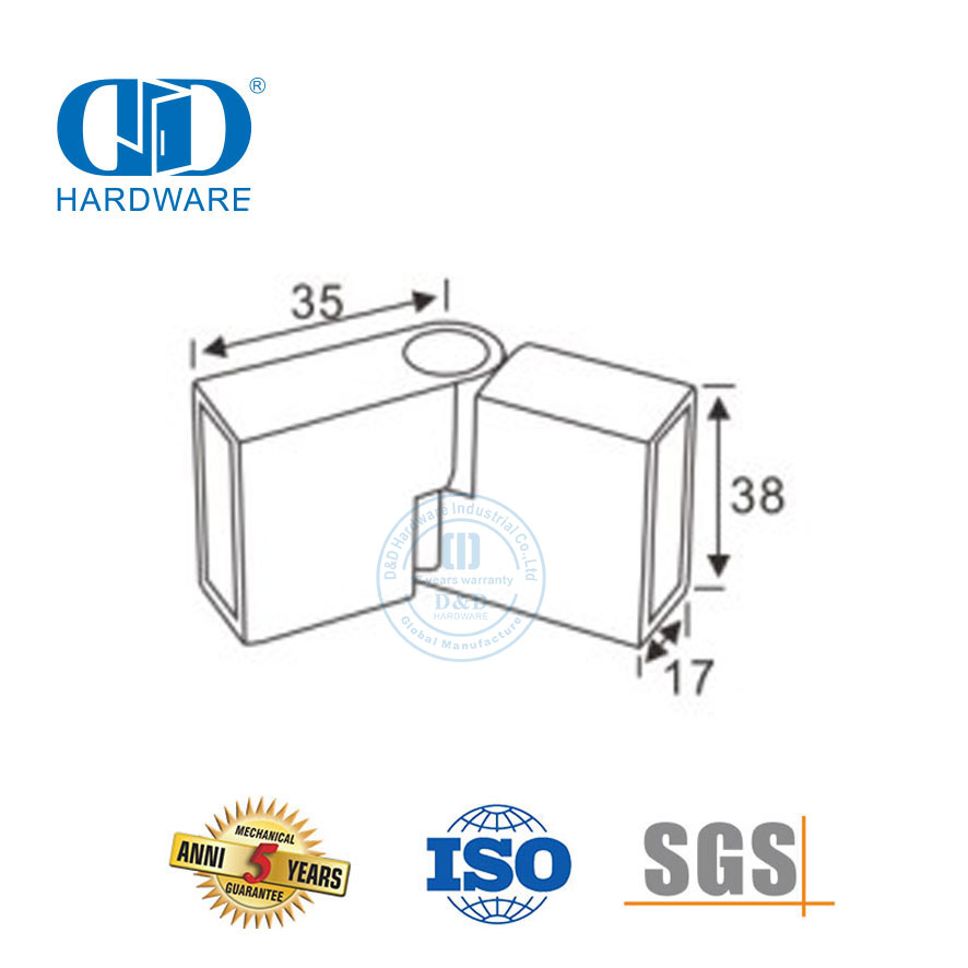 Cabinas de ducha comerciales de acero inoxidable Soporte fijo Soporte de vidrio Divisor Conector de abrazadera de partición-DDSC019