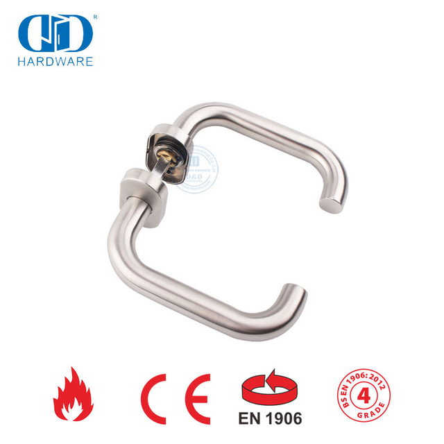 Accesorios para puertas exteriores Manija de palanca hueca con escudo elíptico de acero inoxidable-DDTH001-SSS