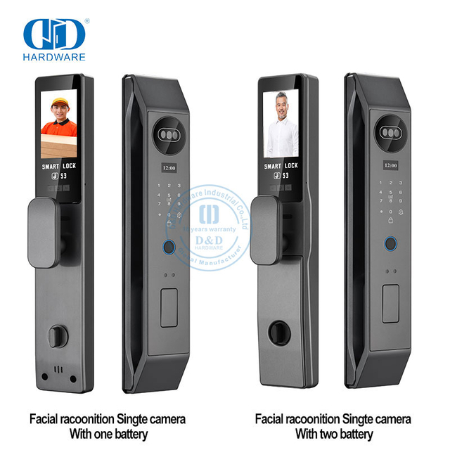 Puerta de seguridad Ojo de gato Reconocimiento de cámara para el hogar Cerradura inteligente digital con huella digital -DDEL006