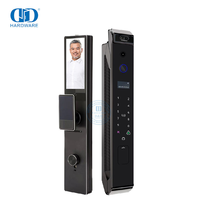 Reconocimiento de desbloqueo facial Control remoto Código de acceso digital Vaildation Timbre Puerta de metal Cerradura inteligente -DDEL028