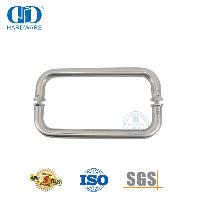 Tirador con marco tipo C para puerta de vidrio de acero inoxidable 304, plateado cepillado, curvado doble engrosado, DDPH007-A