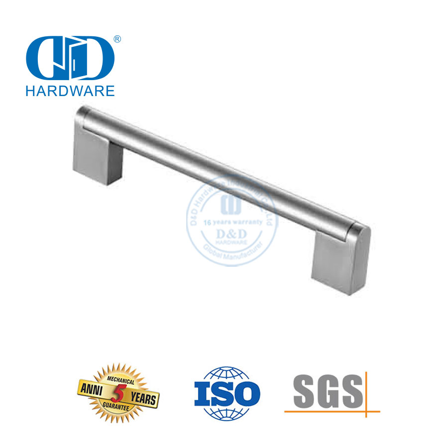 Manija de puerta de muebles de acero inoxidable de madera cuadrada negra moderna para puerta principal-DDFH034