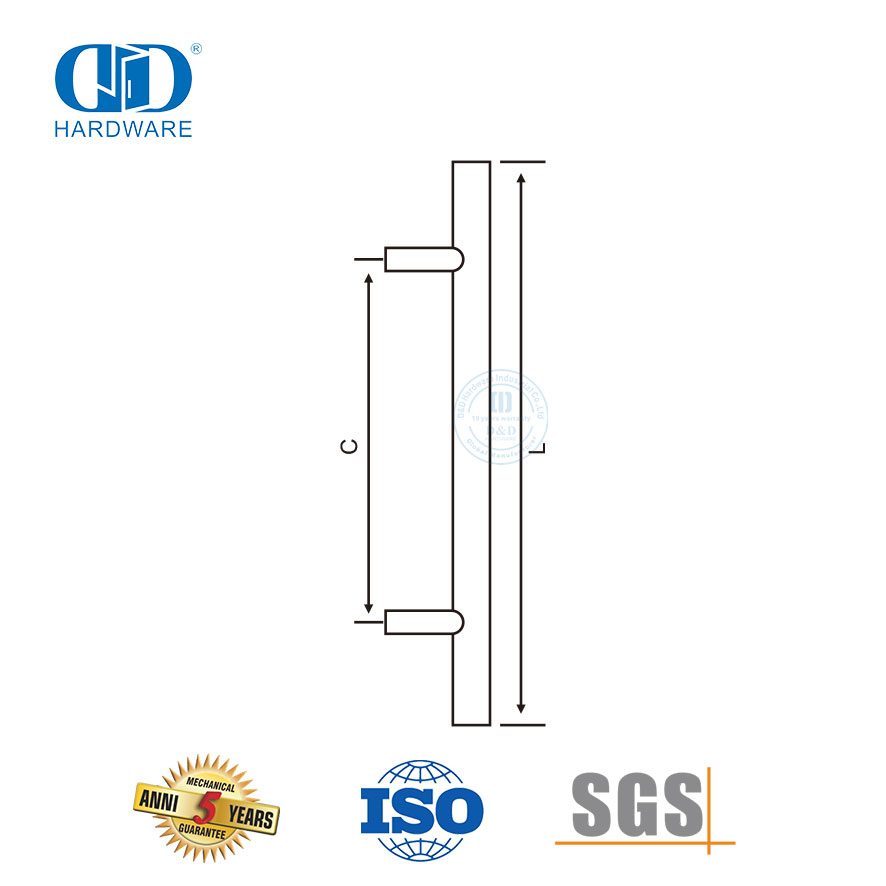 Herrajes para muebles de lujo negros, puerta de madera de acero inoxidable, barra en T, tirador hueco, tirador-DDPH031-MB