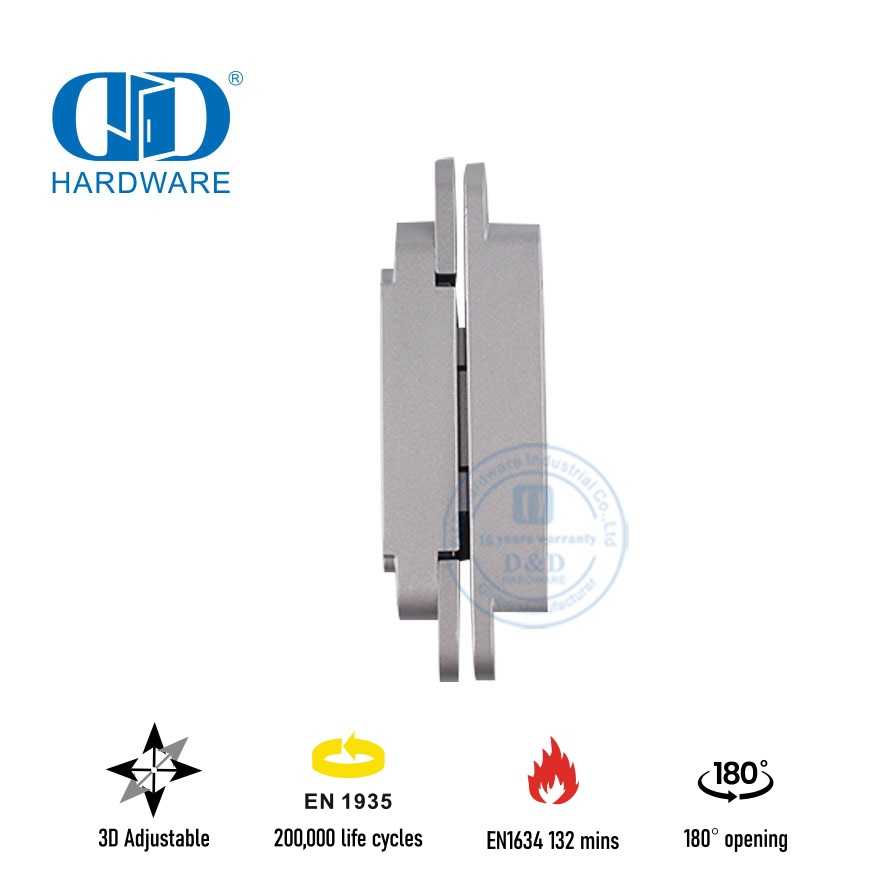 Bisagra de puerta invisible 3D resistente al fuego EN1935 para edificio de oficinas-DDCH008-G40