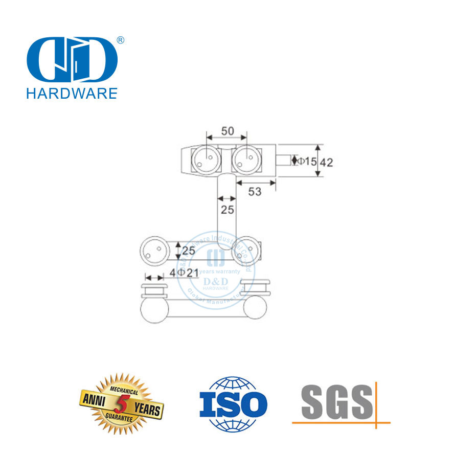Accesorio para muebles pivotantes de puerta de vidrio de acero inoxidable Herrajes para puertas correderas pivotantes superiores-DDGP006