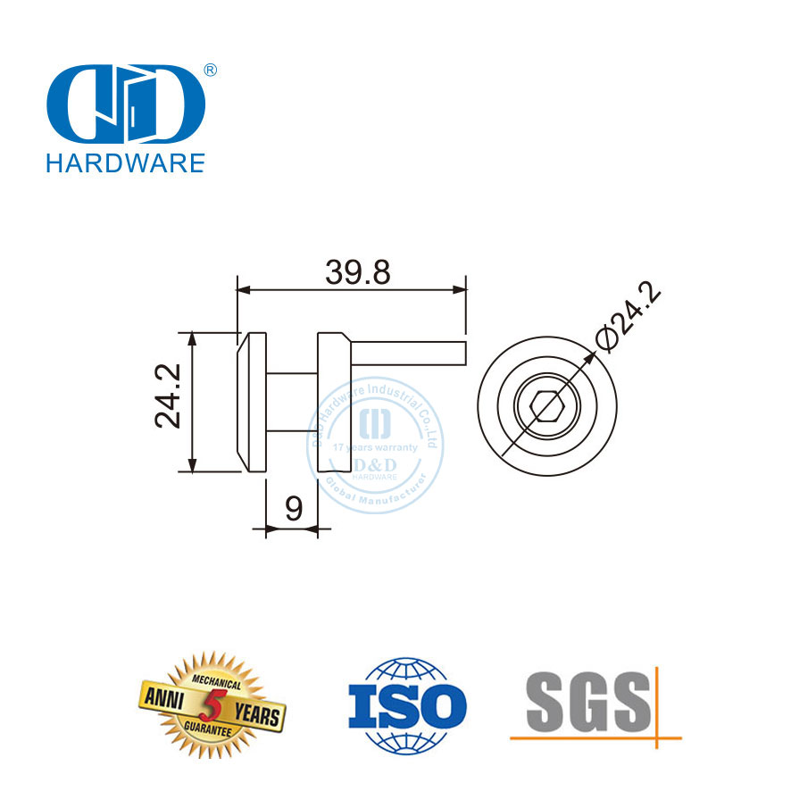 Accesorio para muebles con dispositivo antisalto de montaje de vidrio de acero inoxidable-DDSL001-3