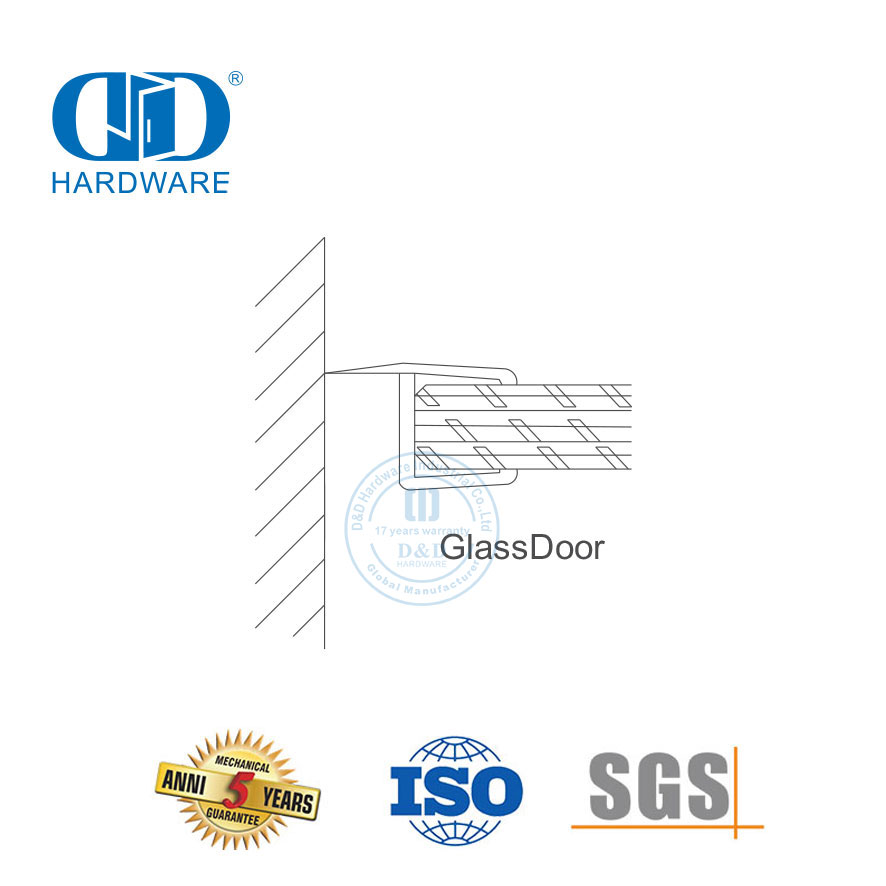 Tira de sellado impermeable de PVC, accesorio para puerta de vidrio, puerta corredera de ducha, tira de sellado de goma de silicona-DDWS008