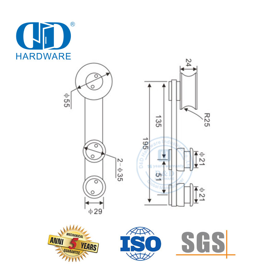 Herrajes para puertas correderas con rodillos para puertas de ducha de acero inoxidable de fábrica, herrajes para vidrio para baño-DDGS101
