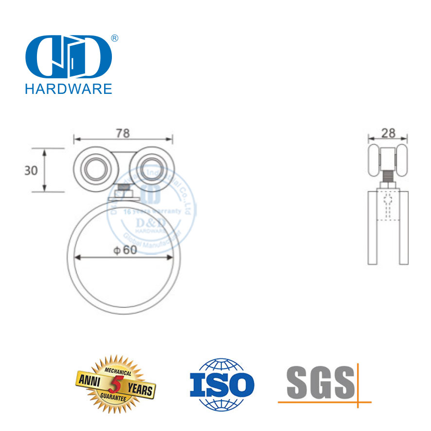 Abrazadera de puerta de acero inoxidable de fácil instalación, Hardware de vidrio, colgador de puerta corredera, Hardware de construcción para baño y dormitorio-DDGS135