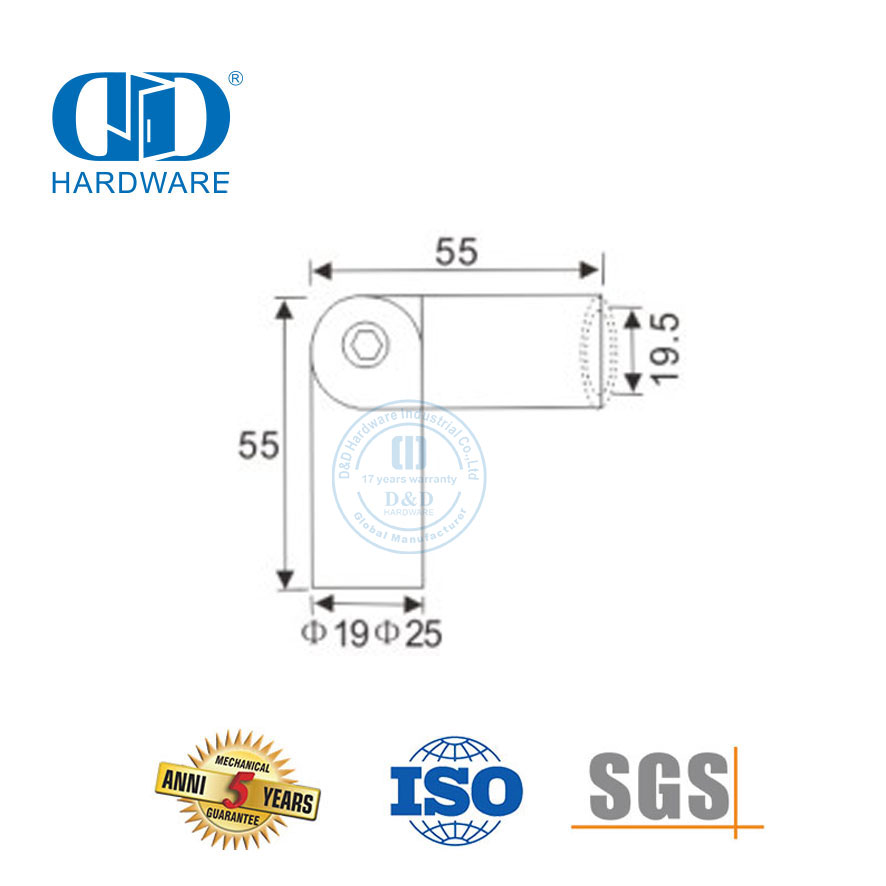 Accesorio de puerta de vidrio de acero inoxidable, conector de soporte de Panel, conector de soporte de barra de tubo para barandilla Stairway-DDSC028