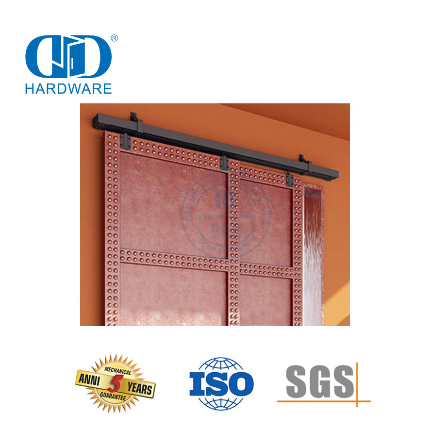 Herrajes para puertas duraderos y resistentes personalizados de acero inoxidable Herrajes para puertas corredizas de granero con riel negro-DDBD042