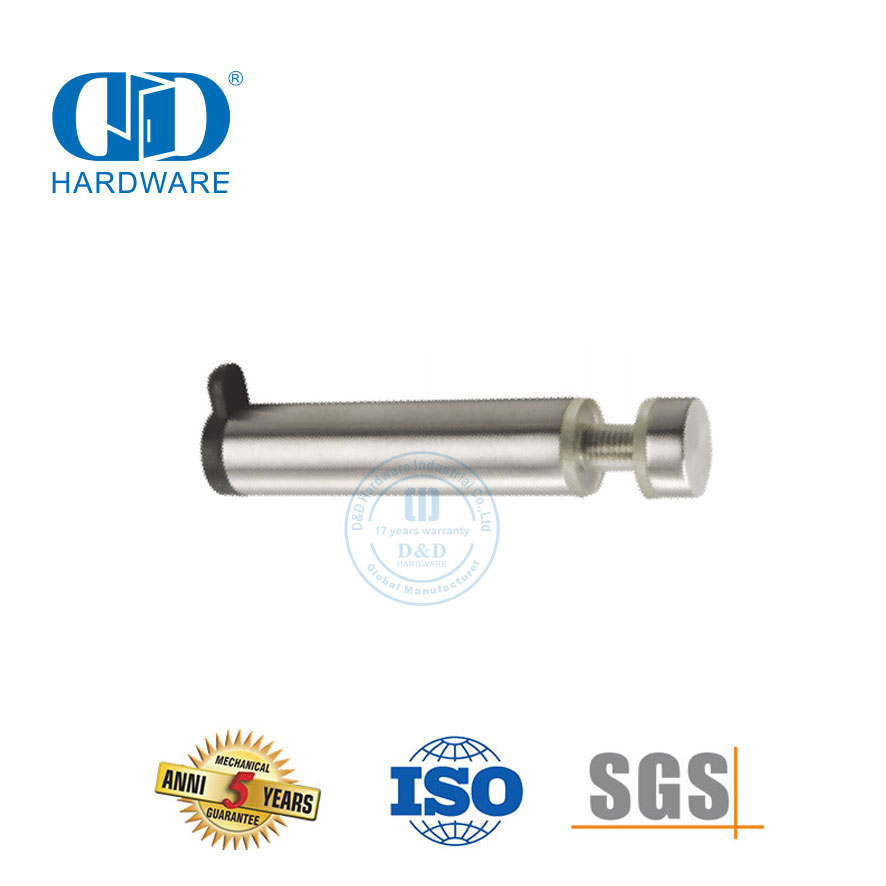 Hardware de baño de acero inoxidable Abrazadera de vidrio Clip Tope de puerta de vidrio con gancho-DDWC005