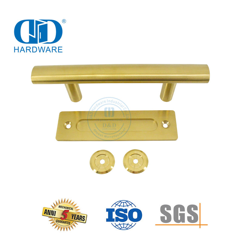 Puerta de madera de acero inoxidable Manija de puerta de granero de doble cara Aplicación comercial Manija de palanca hueca-DDBD101 SB