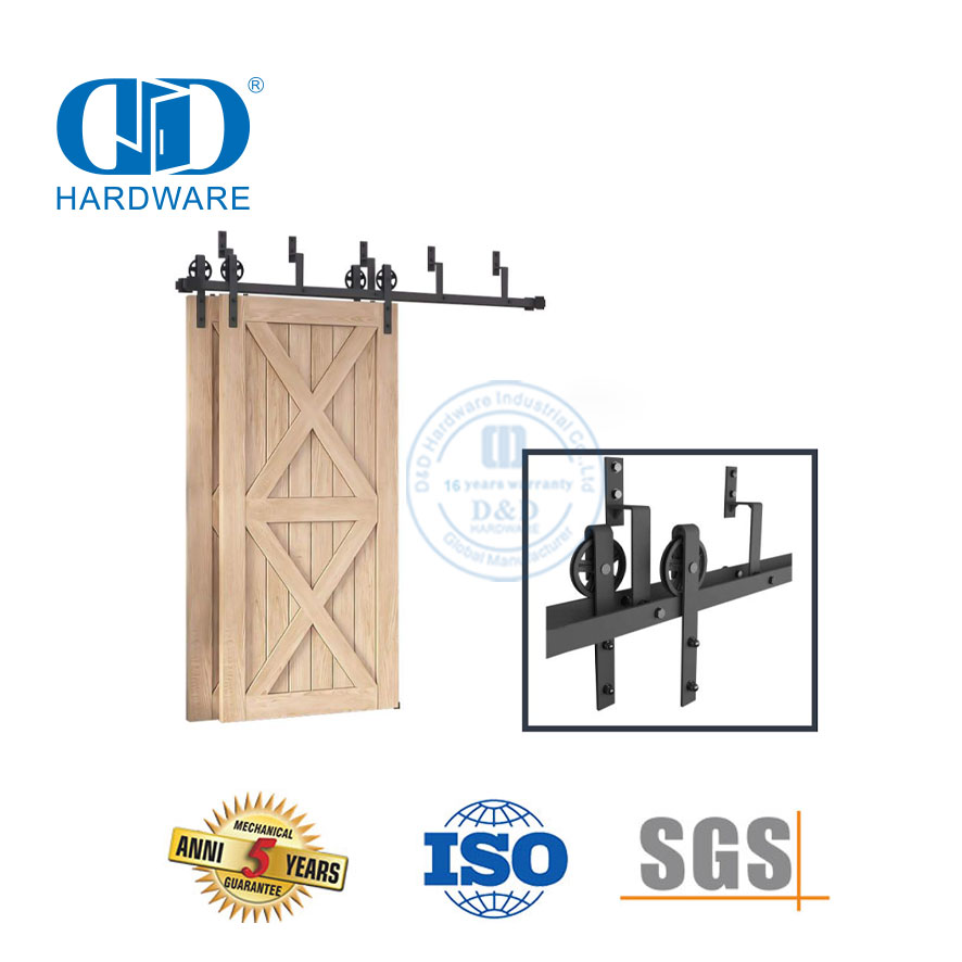 Tobogán para puerta corrediza de granero de metal con acabado negro de acero inoxidable, herrajes para construcción, herrajes para puerta, juego de rieles-DDBD021