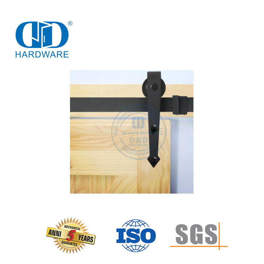Kit de herrajes para puertas de granero interiores de acero inoxidable personalizado, accesorio de herrajes para puertas de garaje, color negro, DDBD017