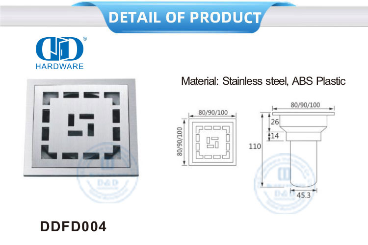 Venta caliente Desagüe de piso lineal de acero inoxidable Desagüe de ducha de baño Drenaje de piso de cocina-DDFD004