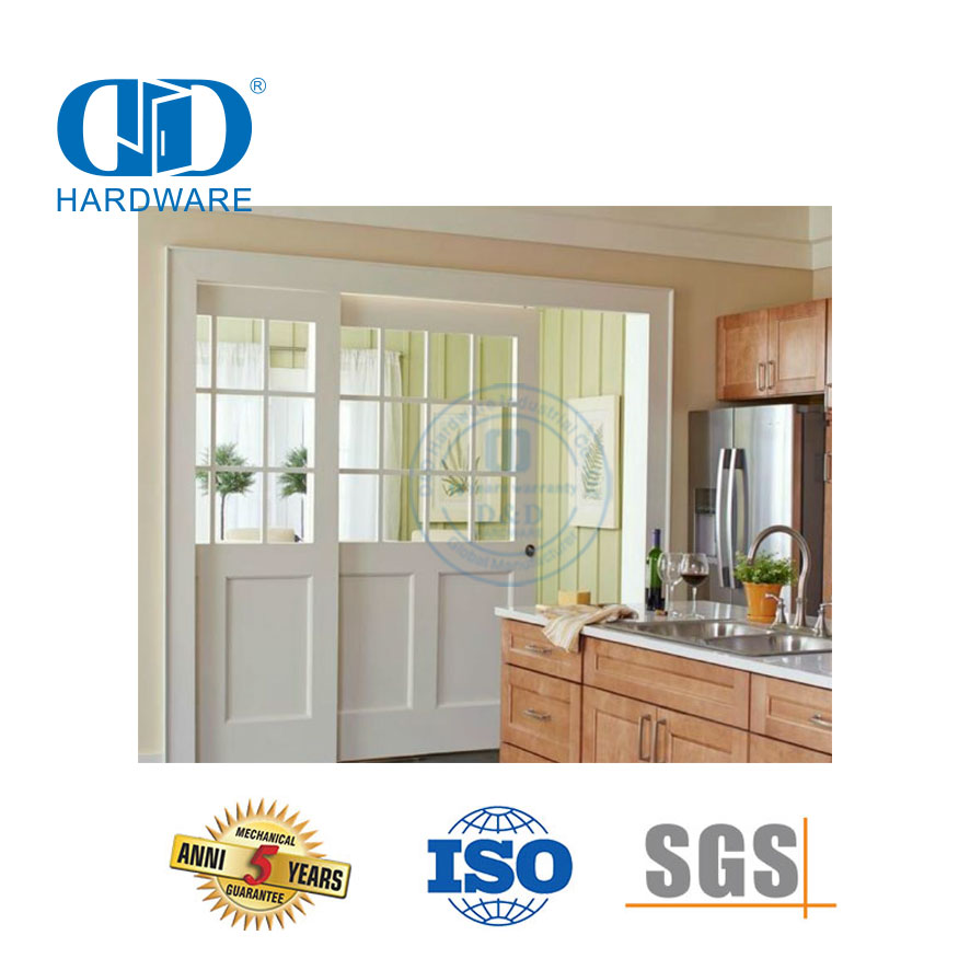 Juego de herrajes de acero inoxidable Kit de rieles Herrajes para puertas de madera de granero Herrajes para marcos de puertas de bolsillo con cerradura-DDBD060