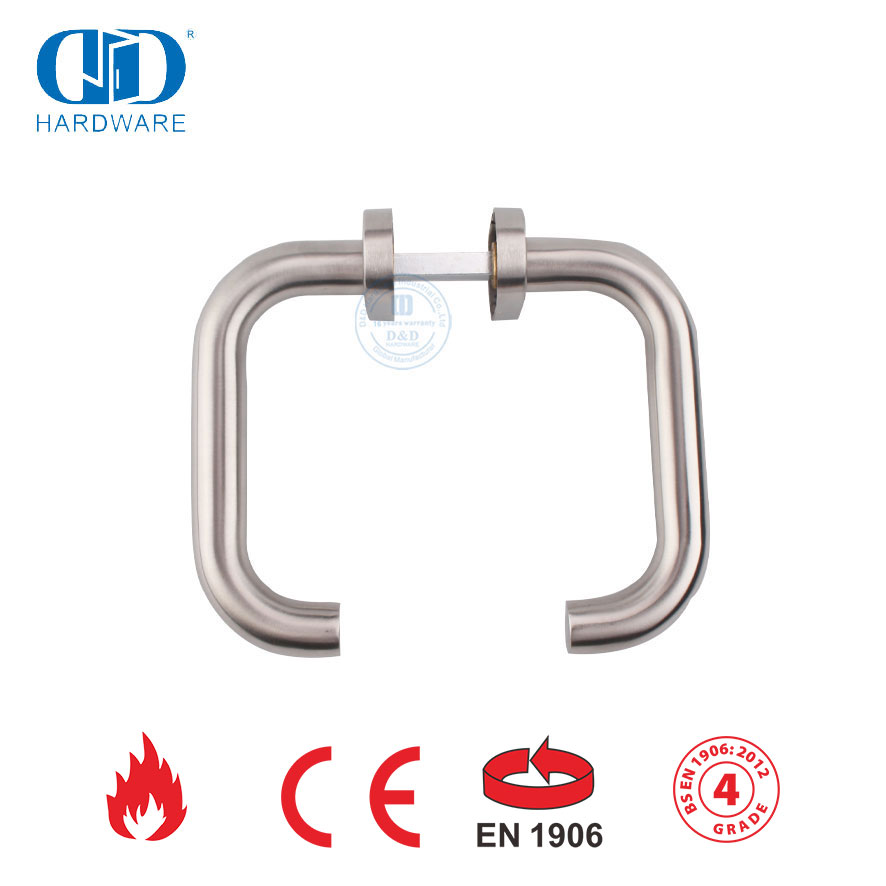 Accesorios para puertas exteriores Manija de palanca hueca con escudo elíptico de acero inoxidable-DDTH001-SSS