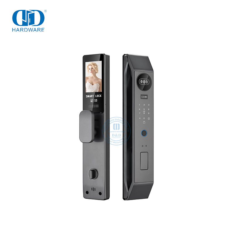 Puerta de seguridad Ojo de gato Reconocimiento de cámara para el hogar Cerradura inteligente digital con huella digital -DDEL006