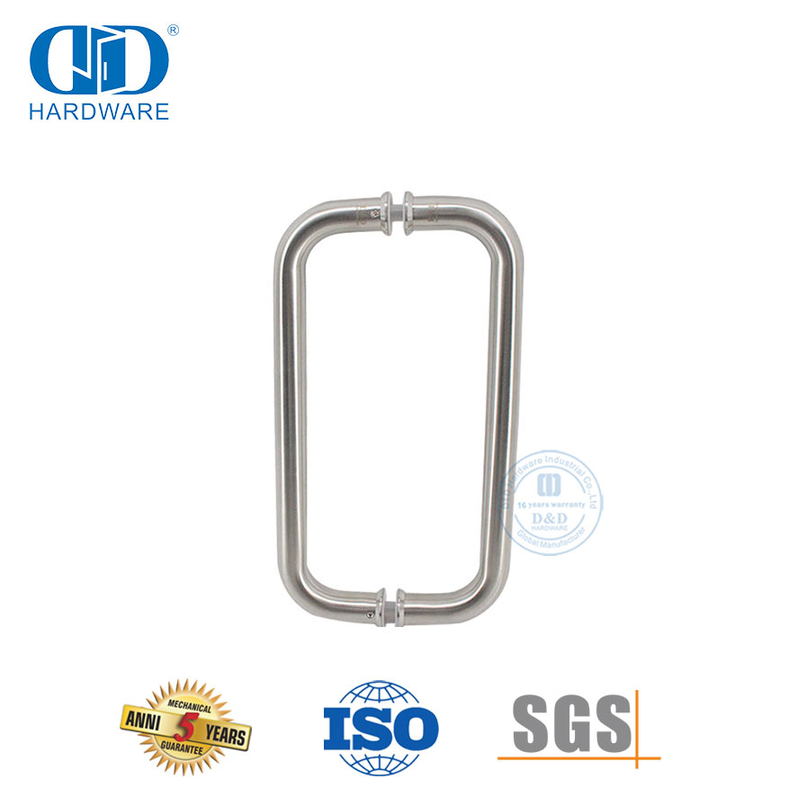 Tirador con marco tipo C para puerta de vidrio de acero inoxidable 304, plateado cepillado, curvado doble engrosado, DDPH007-A