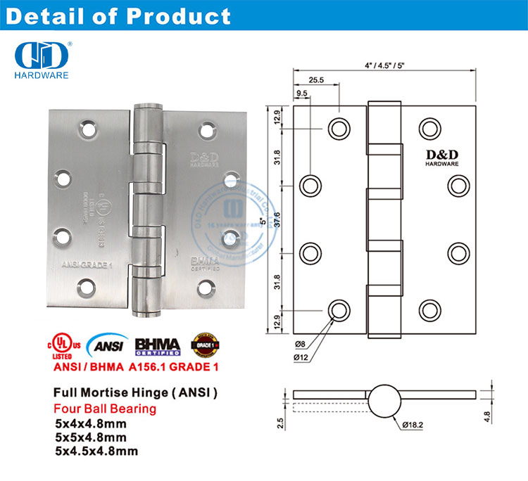 bisagras de seguridad de alta resistencia para puertas de oficinas gubernamentales 