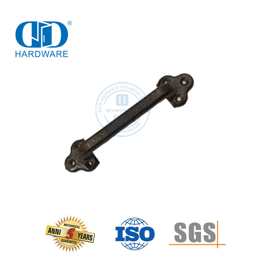 Manija de puerta de granero forjada trenzada de hierro fundido de Color negro de fábrica de China de acero inoxidable Manija de puerta de doble cara-DDBD119