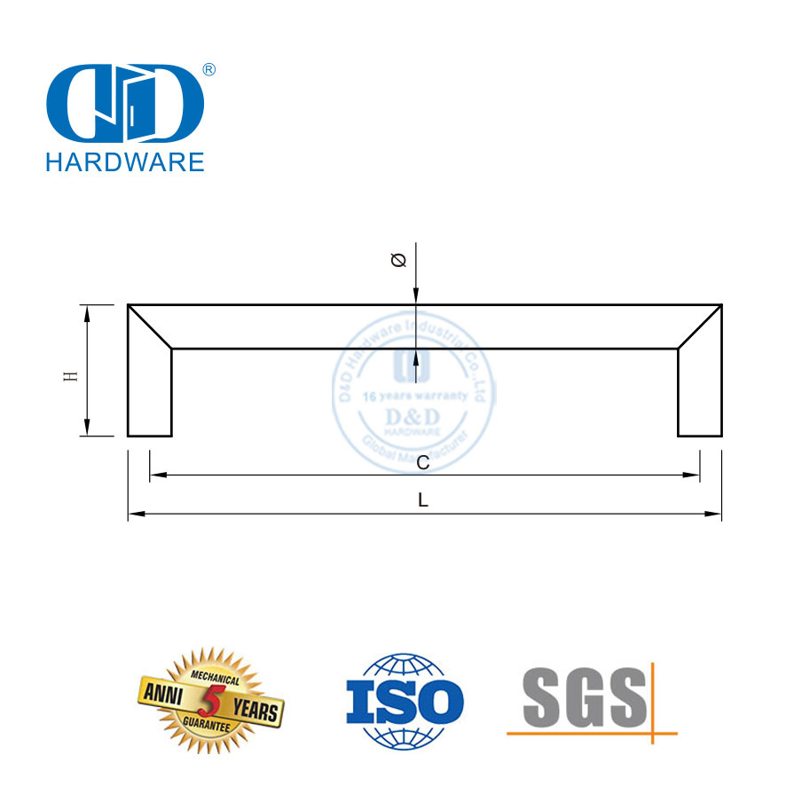 Puertas de gabinete Armario Manija de muebles de cajón de metal de acero inoxidable-DDFH035