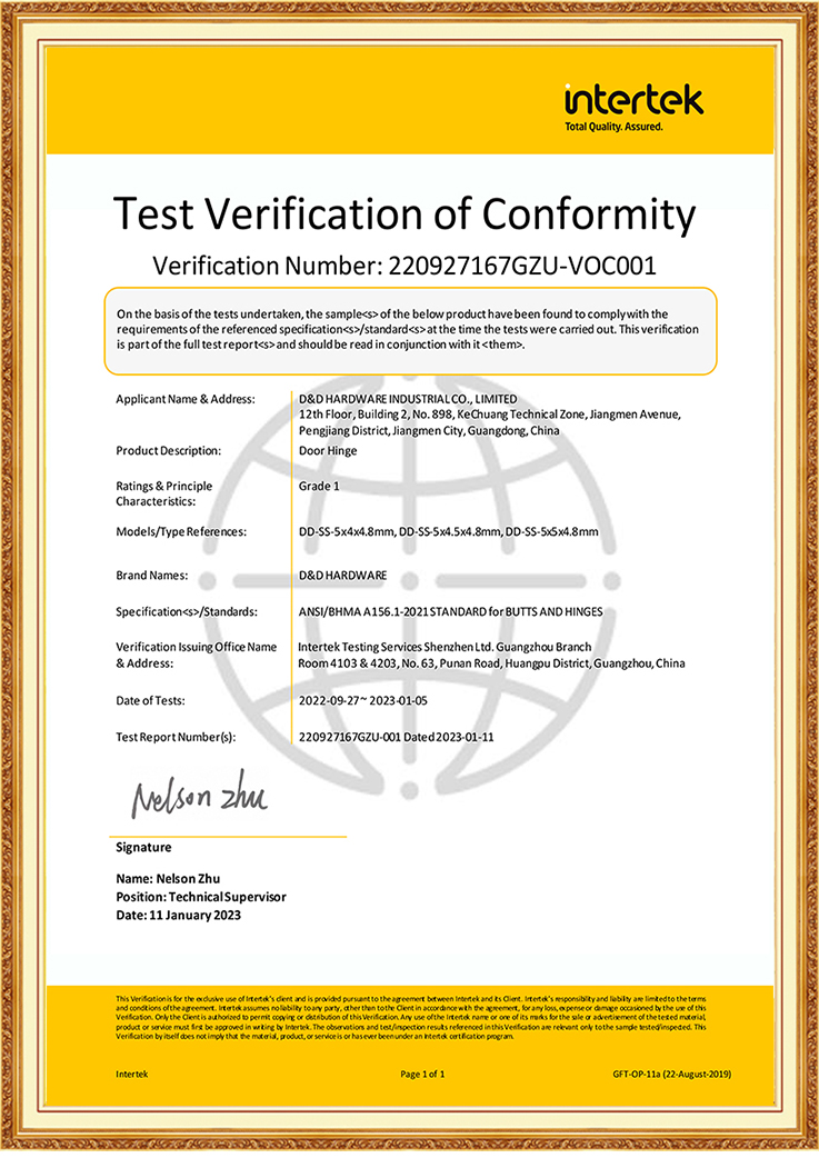 Bisagra de puerta interior comercial de alta resistencia BHMA ANSI Grado 1 para Arabia Saudita-DDSS001-ANSI-1-5x4.5x4.8mm