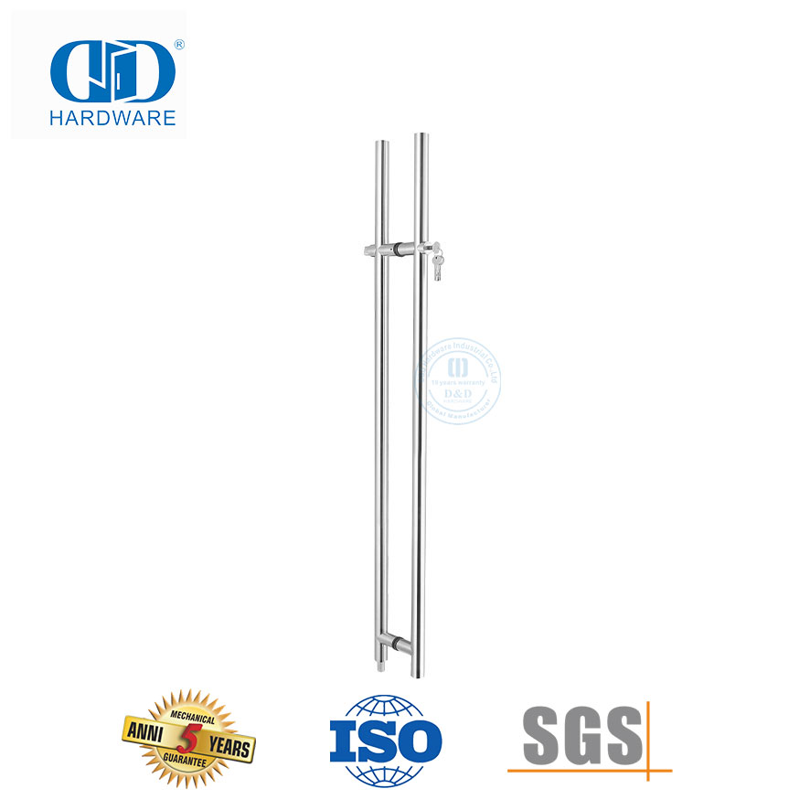 Herrajes para puerta de vidrio frontal de oficina, manija de palanca de puerta de vidrio con punto bloqueable con cerradura-DDPH040