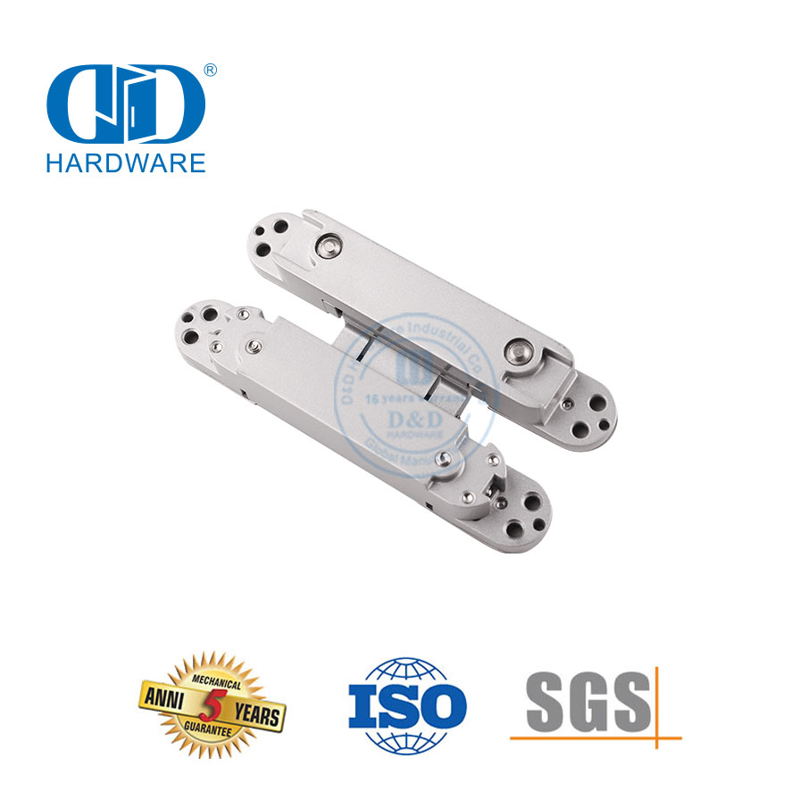 Bisagra de aleación de zinc Hardware oculto invisible 3D Cierre suave Bisagra de puerta exterior interior comercial a tope resistente-DDCH008-G80