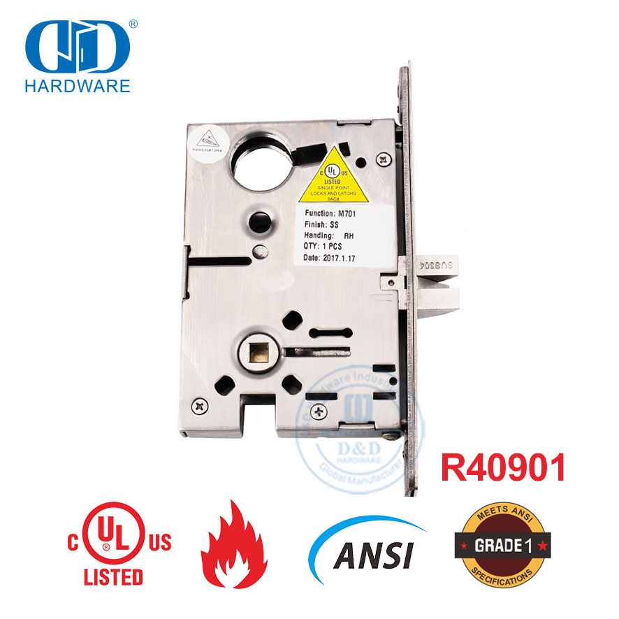 Cerradura de embutir de puerta de cilindro de cerrojo de alta seguridad estándar americano ANSI para Hotel-DDAL01