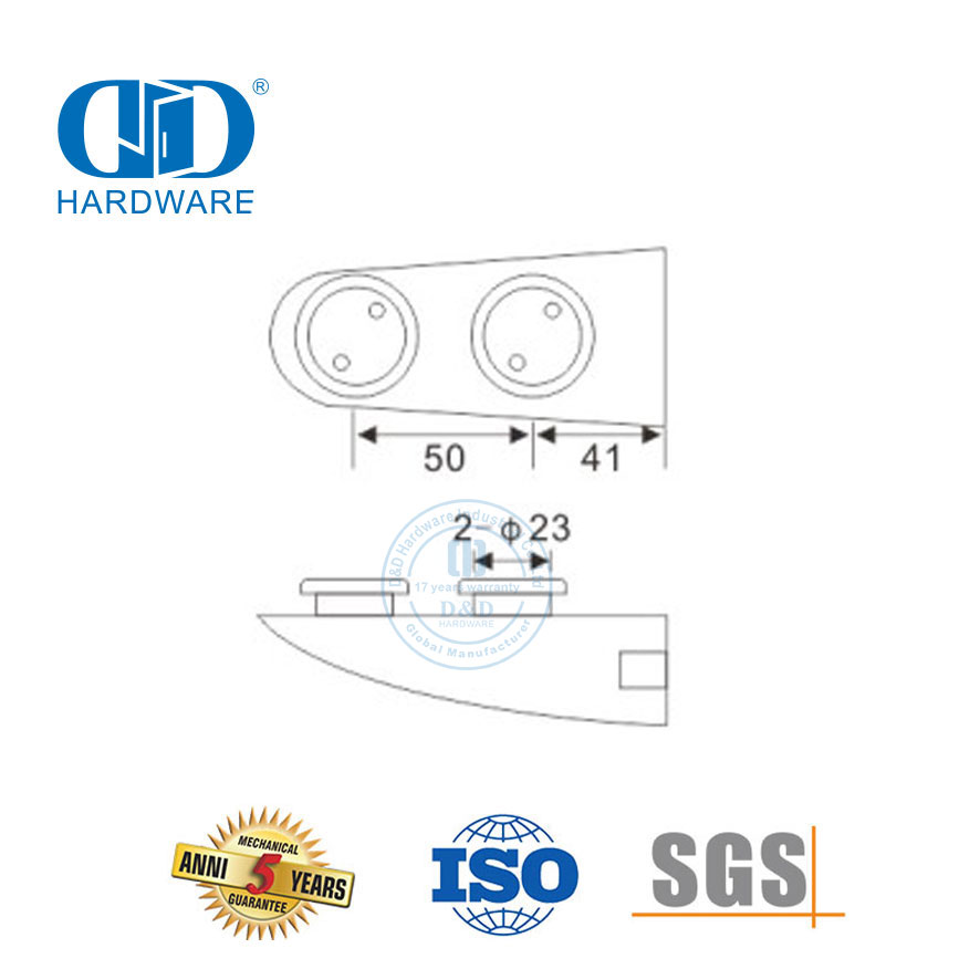 Pivote de puerta inferior de acero inoxidable, herrajes para puerta de vidrio, ajuste de parche pivotante, pivote superior-DDGP012