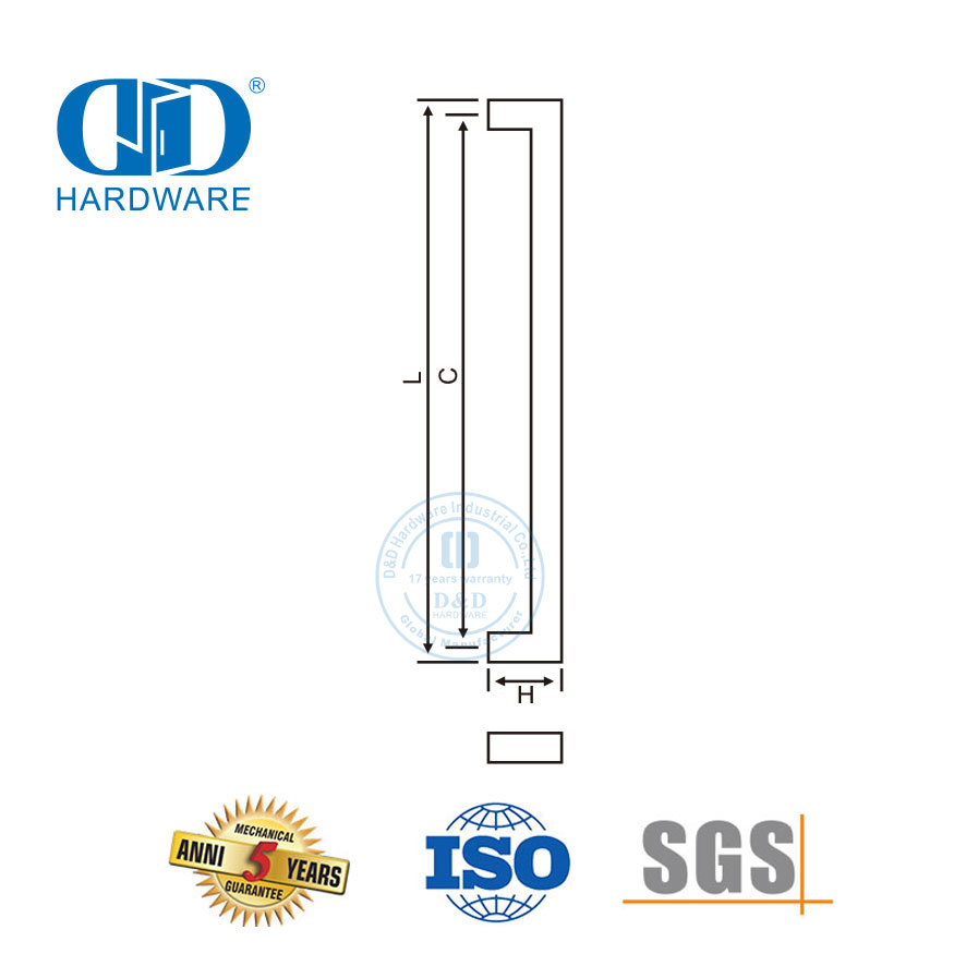 Herrajes para puertas de acero inoxidable, tirador de puerta de vidrio principal exterior, tirador Allure-DDPH015