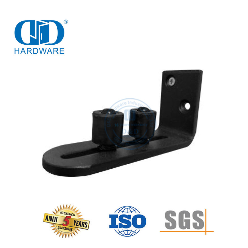 Guía de piso para puerta corrediza de granero con rodillo ajustable de acero al carbono negro de acero inoxidable-DDBD084