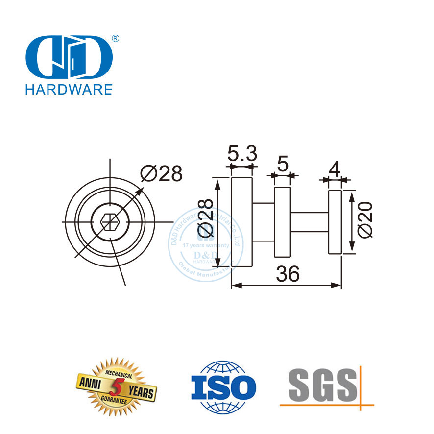 Abrazadera de tubo para accesorios de baño, herrajes para puertas corredizas de acero inoxidable-DDSL001-4