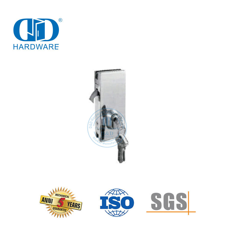 Accesorios de puerta de hardware de bisagra de cerradura de puerta de vidrio corrediza doble individual de acero inoxidable de seguridad-DDGL004