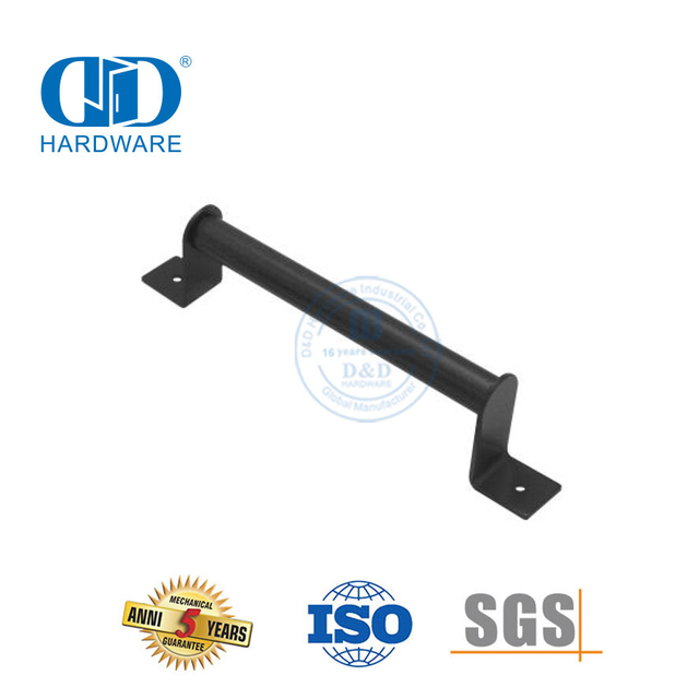 Manija corrediza de acero inoxidable Manija de puerta de granero con recubrimiento en polvo negro resistente-DDBD098