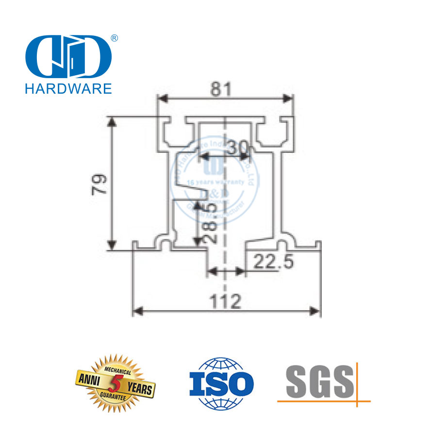 Riel guía de perfil de acero inoxidable OEM, accesorios de vidrio, rodillo colgante para puerta corredera para baño-DDGS149