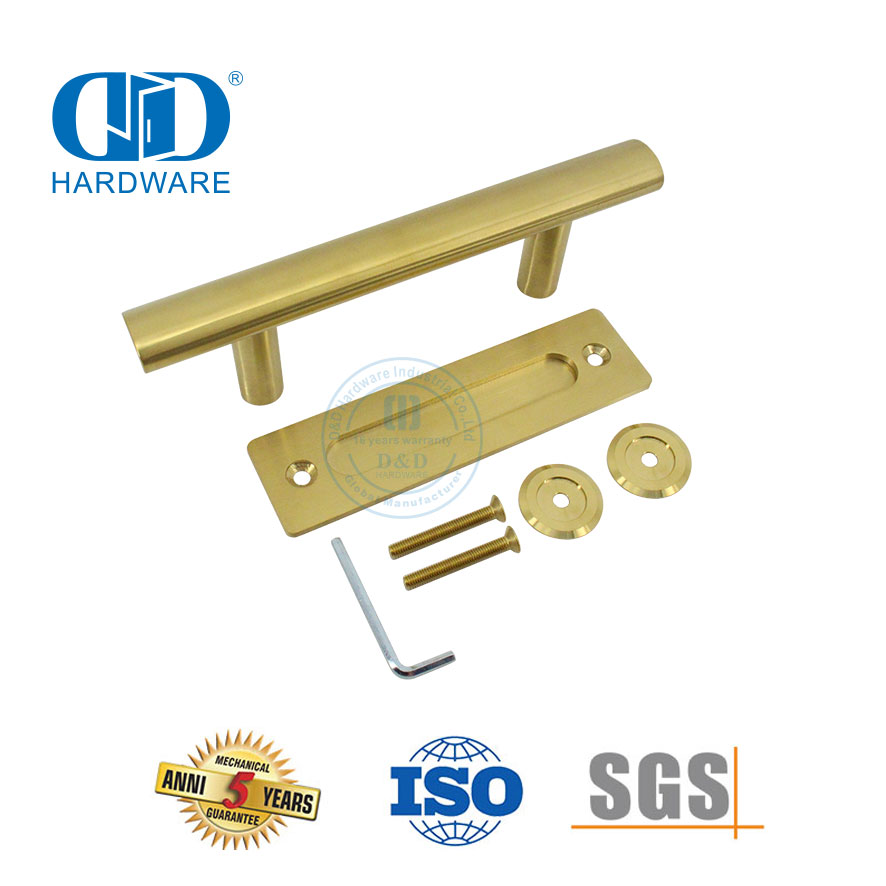 Puerta de madera de acero inoxidable Manija de puerta de granero de doble cara Aplicación comercial Manija de palanca hueca-DDBD101 SB