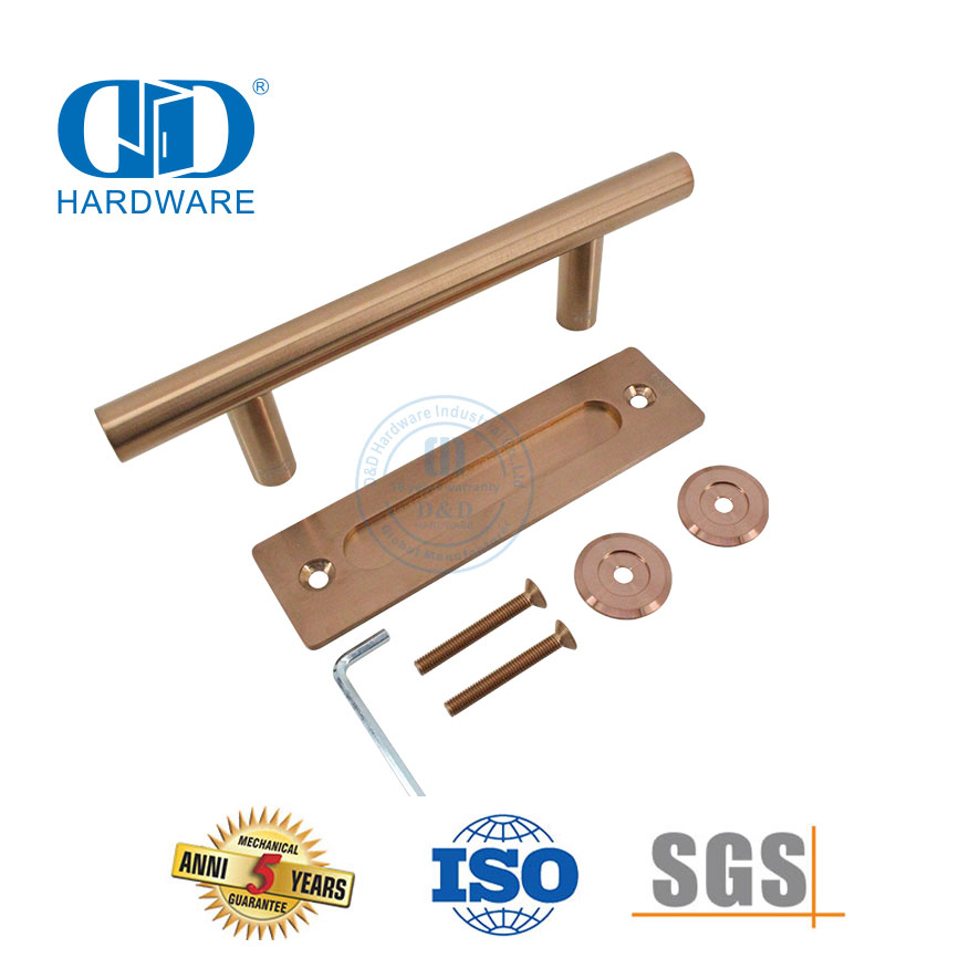 Manija de puerta de granero de doble cara de acero inoxidable, color oro rosa, tirador de dedo para muebles, manija de puerta-DDBD102 SRG
