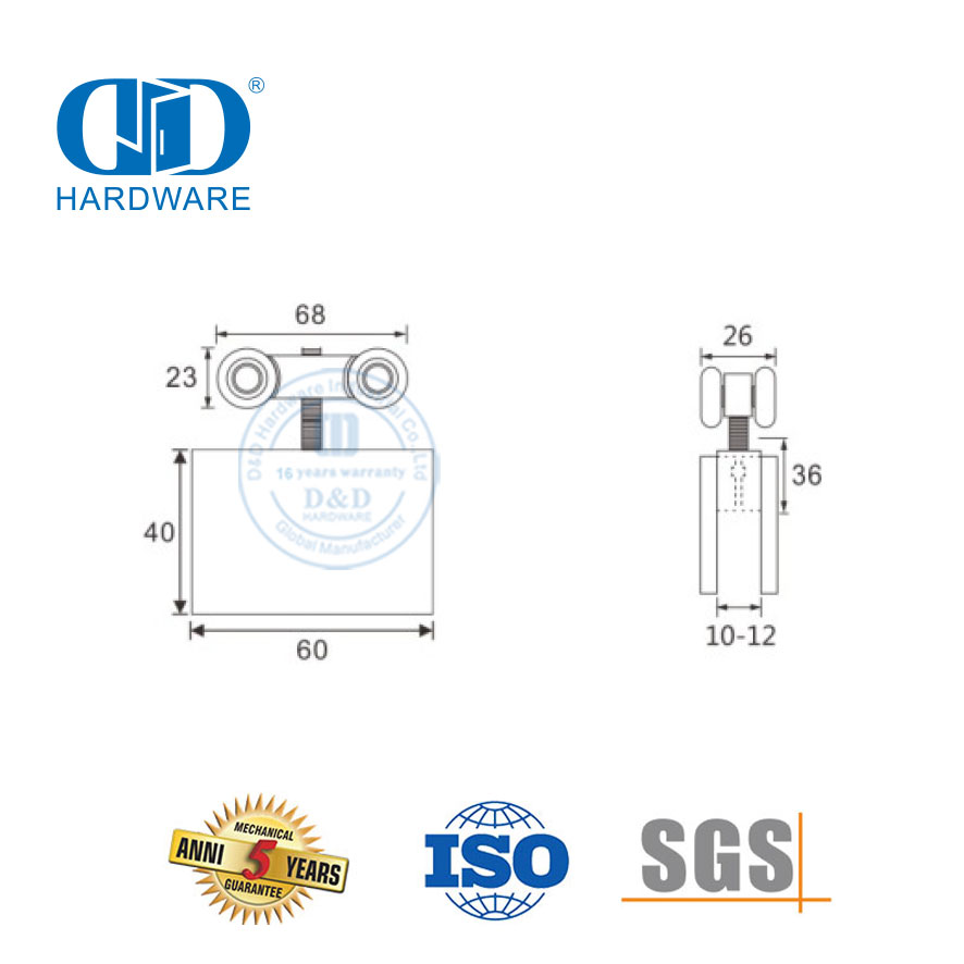 Abrazadera de puerta de acero inoxidable, rodillo colgante para puerta corredera, juego de accesorios de montaje de vidrio para baño-DDGS162