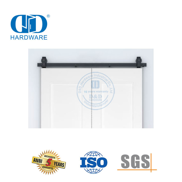 Herrajes para puertas corredizas de Granero de acero inoxidable, herrajes para muebles, Kit de herrajes para puertas de granero dobles de Color negro para puertas interiores de madera-DDBD025