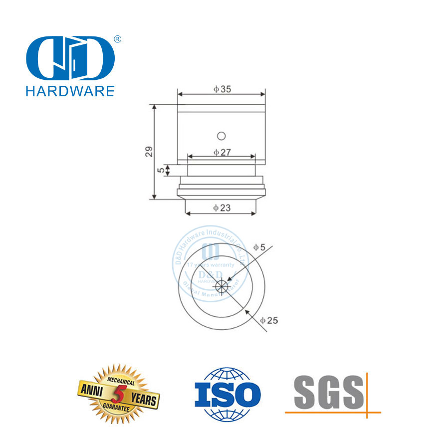 Hardware de puerta corredera con sistema de pivote de puerta de vidrio con fijación de un solo punto ajustable de acero inoxidable-DDGP024