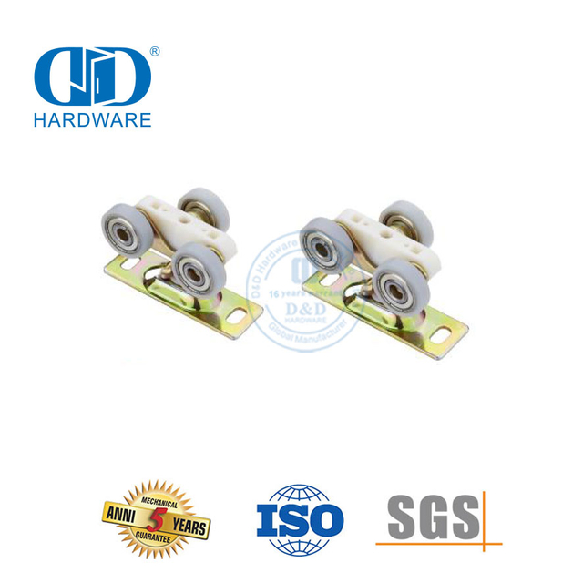 Kits de herrajes para puertas corredizas de granero con rodillos planos de tres ruedas de plástico de acero inoxidable Hardware para muebles-DDBD053
