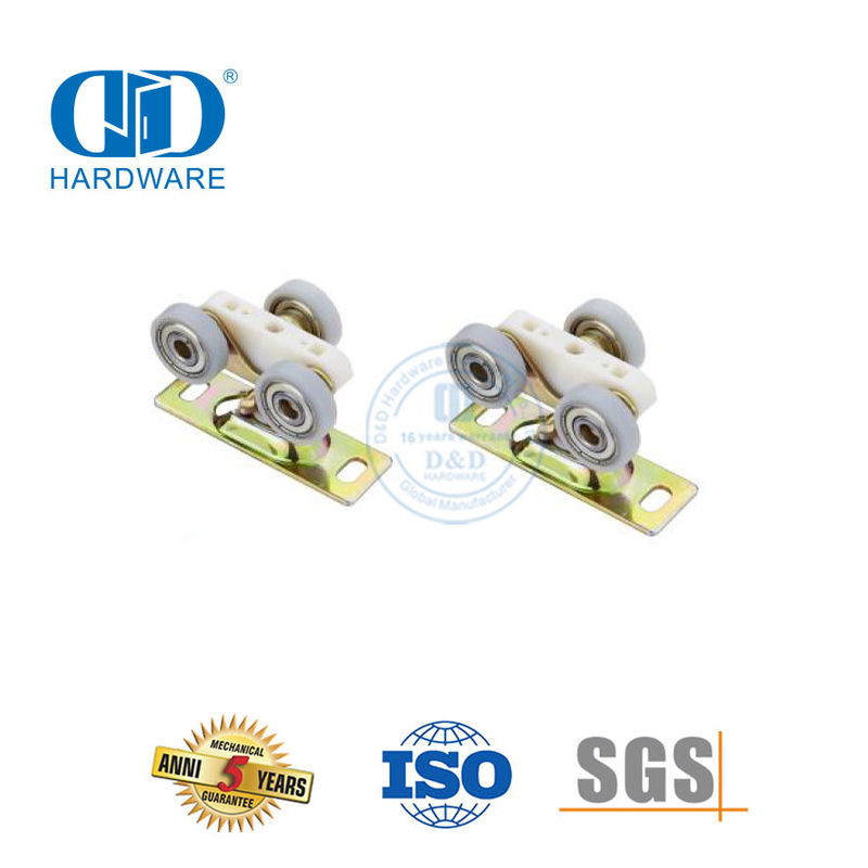 Kits de herrajes para puertas corredizas de granero con rodillos planos de tres ruedas de plástico de acero inoxidable Hardware para muebles-DDBD053
