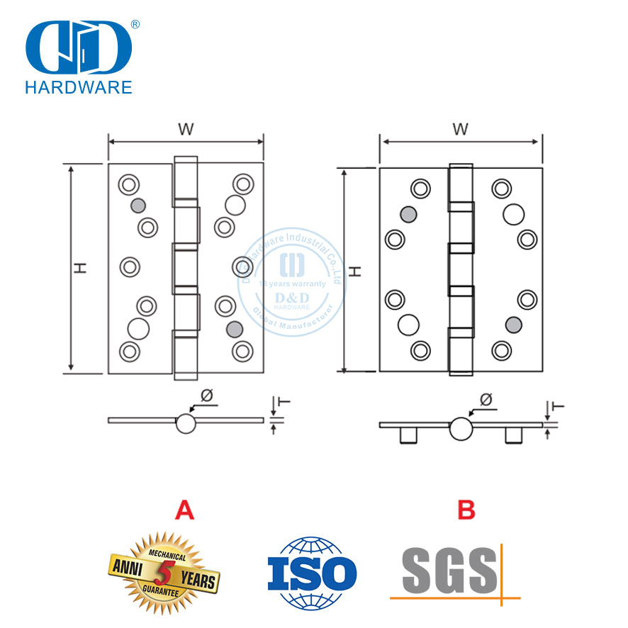Bisagra de puerta de seguridad doble de acero inoxidable de uso generalizado-DDSS013