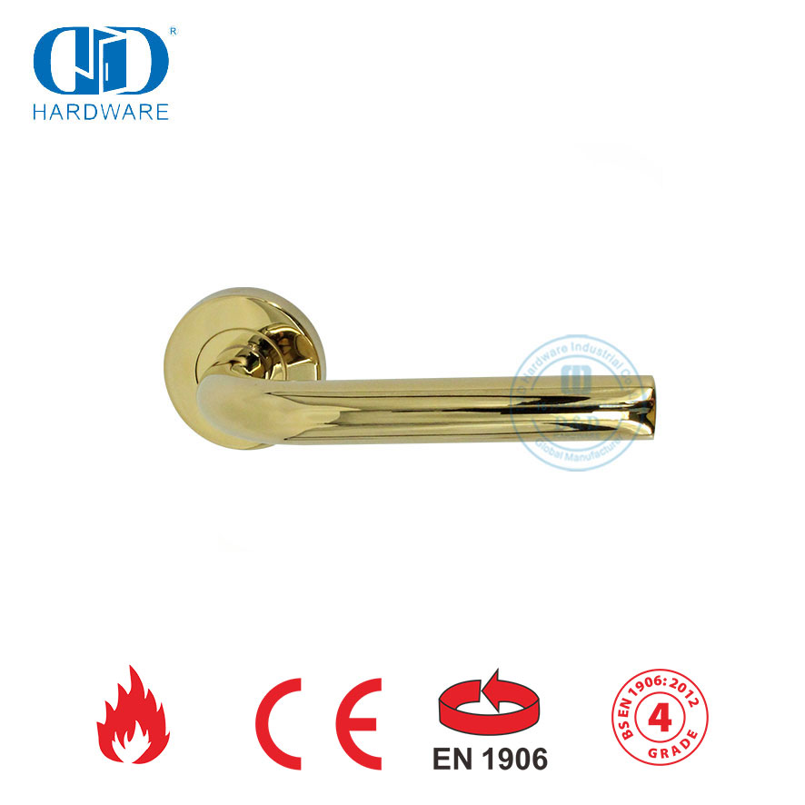 Espejo de latón pulido dorado EN 1906 Tirador de puerta tipo tubular-DDTH002-PB