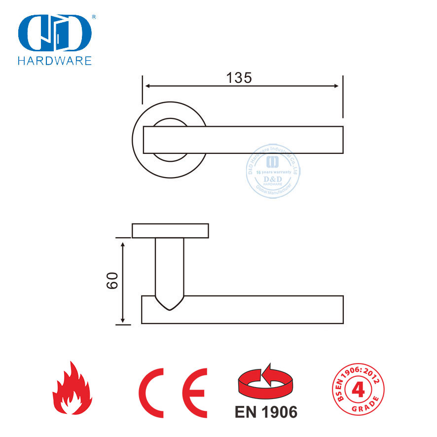 EN 1906 Manija de palanca tipo tubular recto de buena calidad-DDTH009-SSS