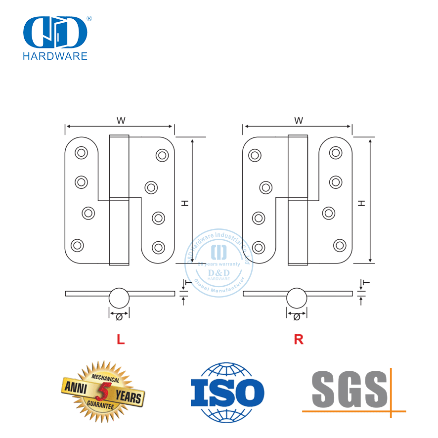 Bisagra elevable de acero inoxidable para puerta de trastero-DDSS021