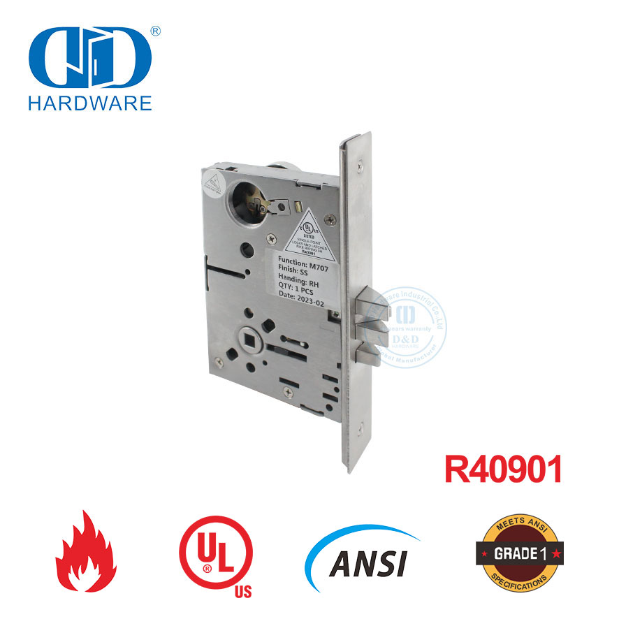 Cerradura de embutir para puerta de armario o almacén de seguridad contra incendios con certificación UL-DDAL07